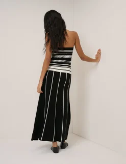 Striped Bandeau Knitted Waisted Dress