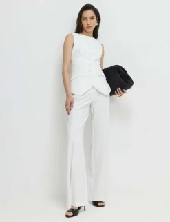 Striped Button Through Longline Waistcoat
