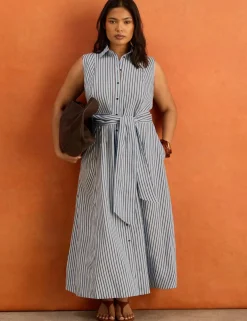 Striped Button Through Maxi Shirt Dress