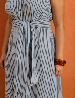 Striped Button Through Maxi Shirt Dress
