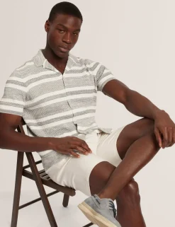 Striped Collared Neck Knitted Shirt