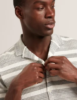 Striped Collared Neck Knitted Shirt