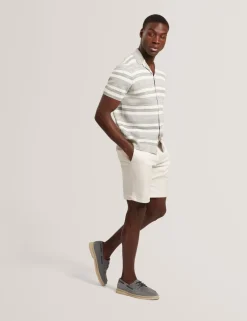 Striped Collared Neck Knitted Shirt