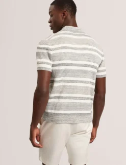 Striped Collared Neck Knitted Shirt