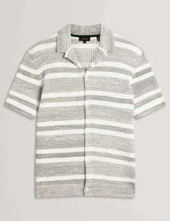 Striped Collared Neck Knitted Shirt