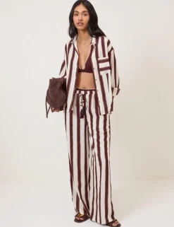 Striped Collared Shirt with Linen