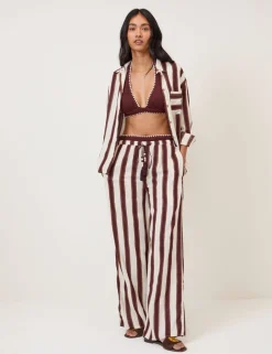 Striped Collared Shirt with Linen