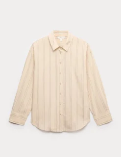 Striped Collared Shirt with Linen