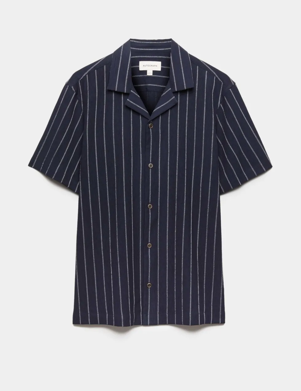 Striped Crinkle Seersucker Short Sleeve Shirt