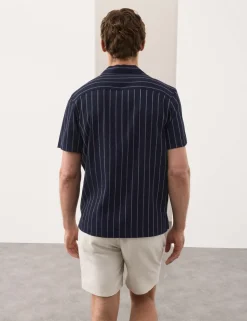 Striped Crinkle Seersucker Short Sleeve Shirt