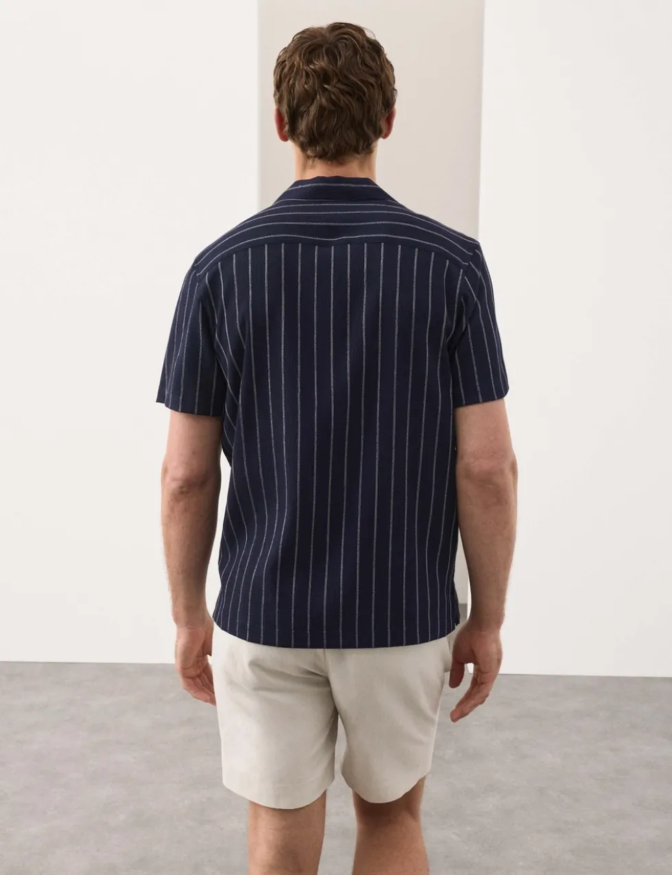 Striped Crinkle Seersucker Short Sleeve Shirt