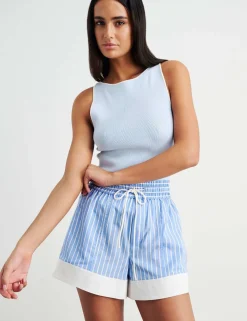 Striped Drawstring Shorts with Lyocell