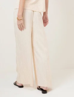 Striped Elasticated Waist Wide Leg Trousers