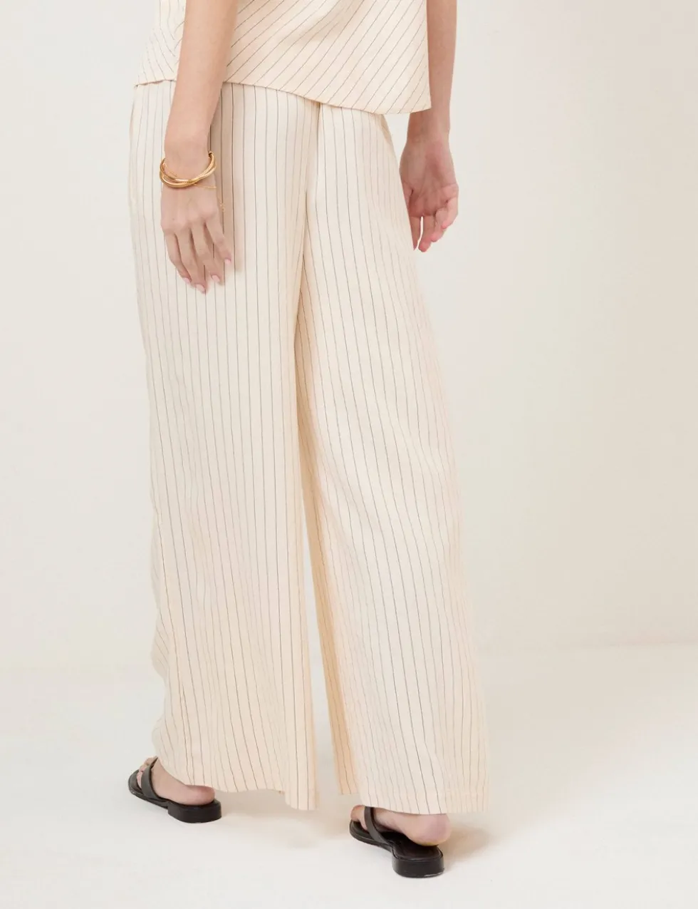 Striped Elasticated Waist Wide Leg Trousers