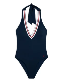 Striped Halterneck Swimsuit