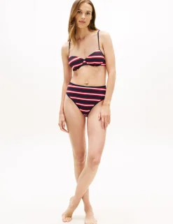 Striped High Waisted Bikini Bottoms