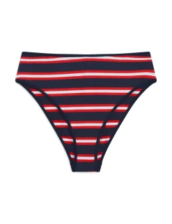 Striped High Waisted Bikini Bottoms