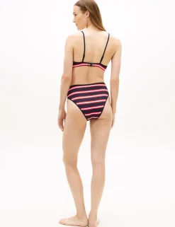 Striped High Waisted Bikini Bottoms