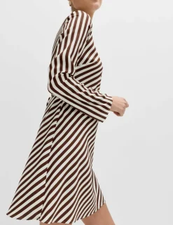 Striped Long Sleeve Mini Shift Dress