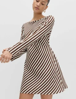 Striped Long Sleeve Mini Shift Dress