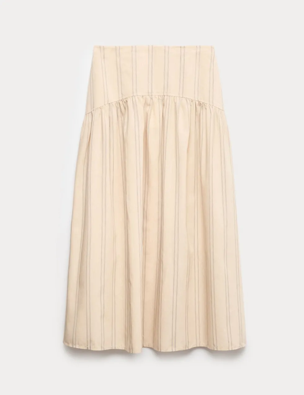 Striped Midaxi Circle Skirt With Cotton