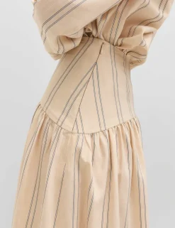 Striped Midaxi Circle Skirt With Cotton