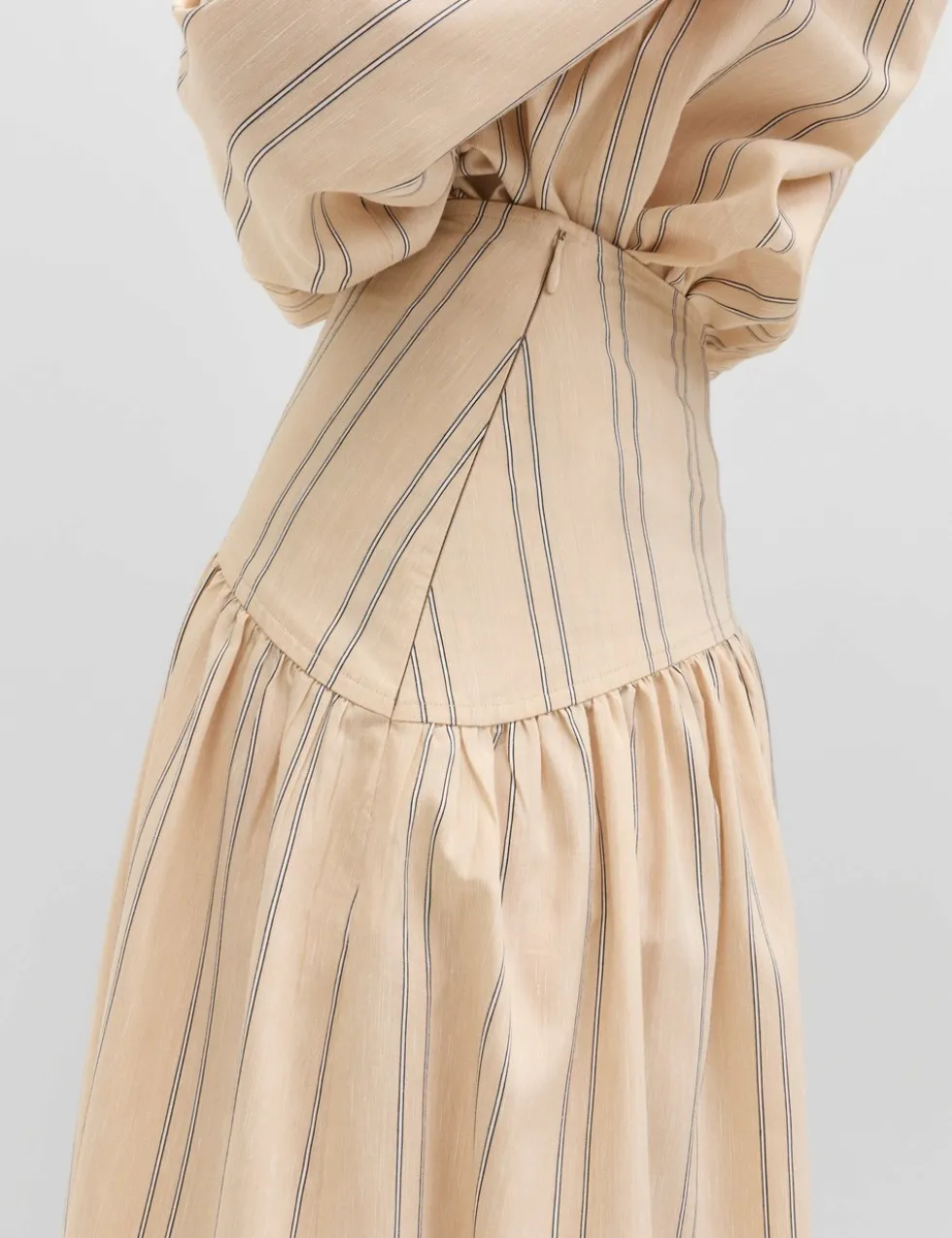 Striped Midaxi Circle Skirt With Cotton