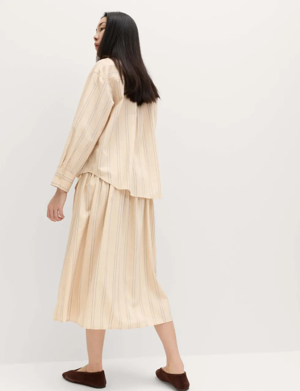 Striped Midaxi Circle Skirt With Cotton