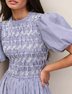 Striped Midaxi Shirred Dress