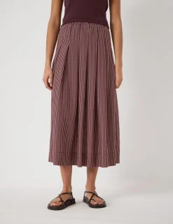 Striped Midi A-Line Skirt