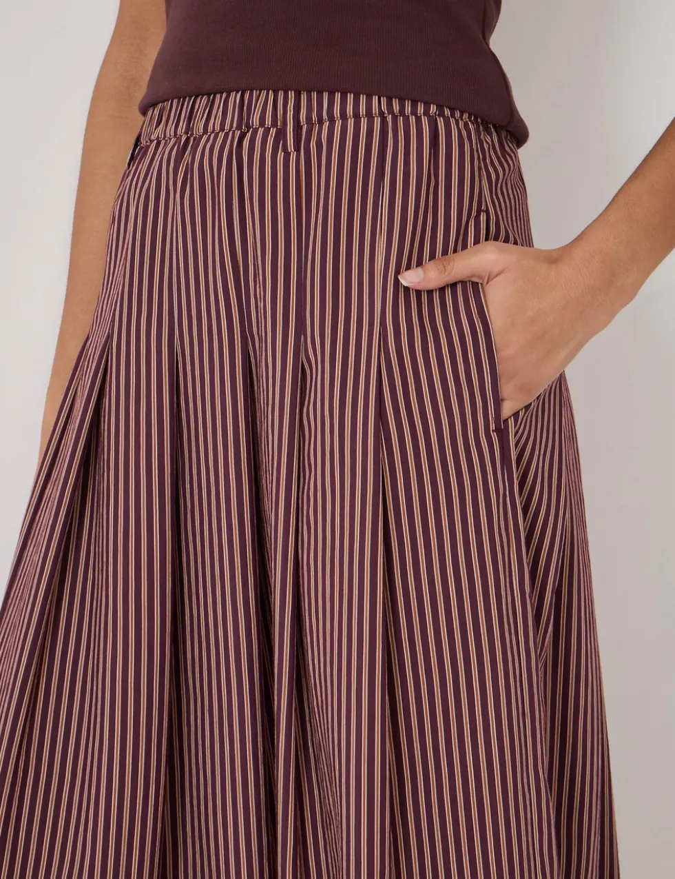 Striped Midi A-Line Skirt