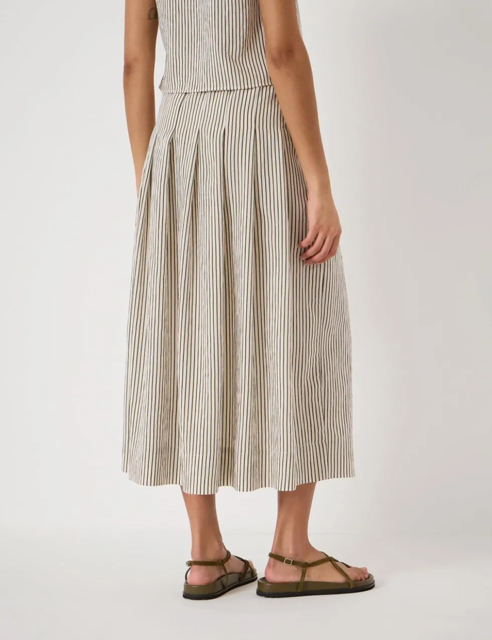 Striped Midi A-Line Skirt