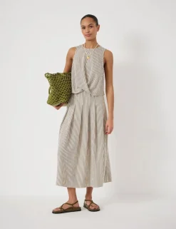 Striped Midi A-Line Skirt