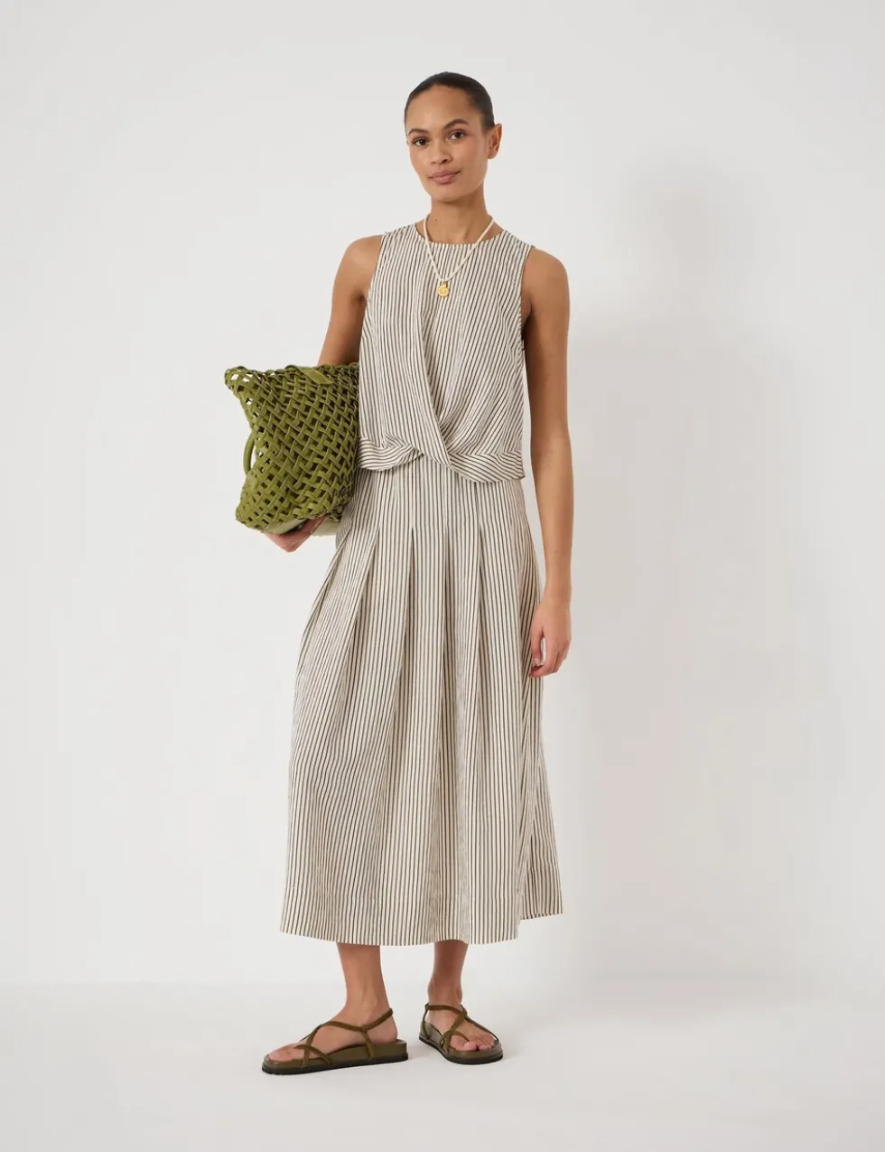 Striped Midi A-Line Skirt