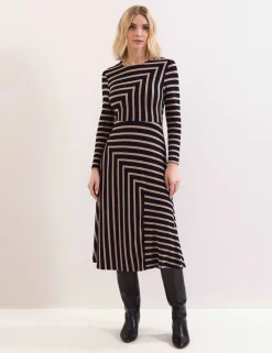 Striped Midi Waisted Dress