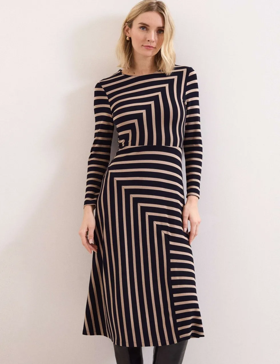 Striped Midi Waisted Dress