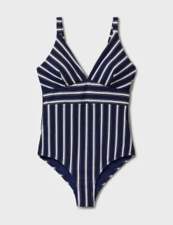 Striped Padded V-Neck Swimsuit