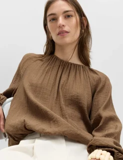 Striped Plisse Tie Detail Blouse