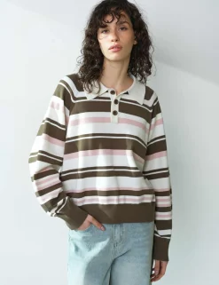 Striped Polo Neck Jumper