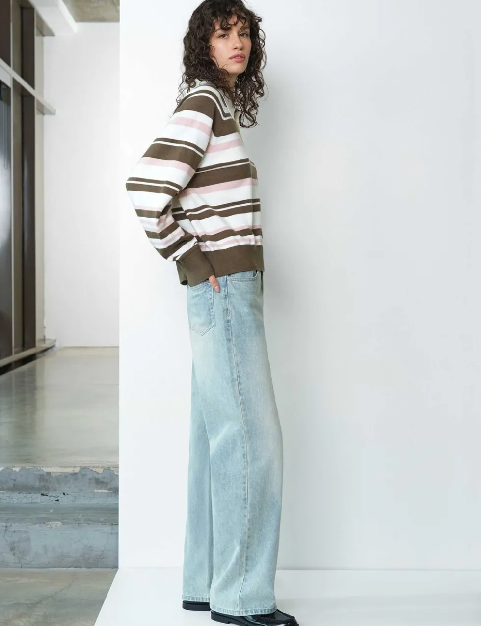 Striped Polo Neck Jumper