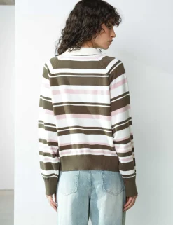 Striped Polo Neck Jumper