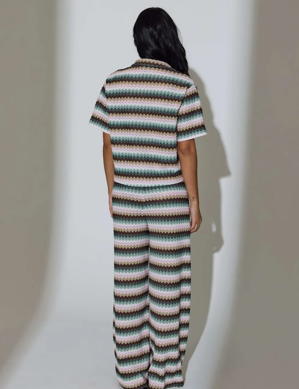 Striped Relaxed Knitted Beach Shirt