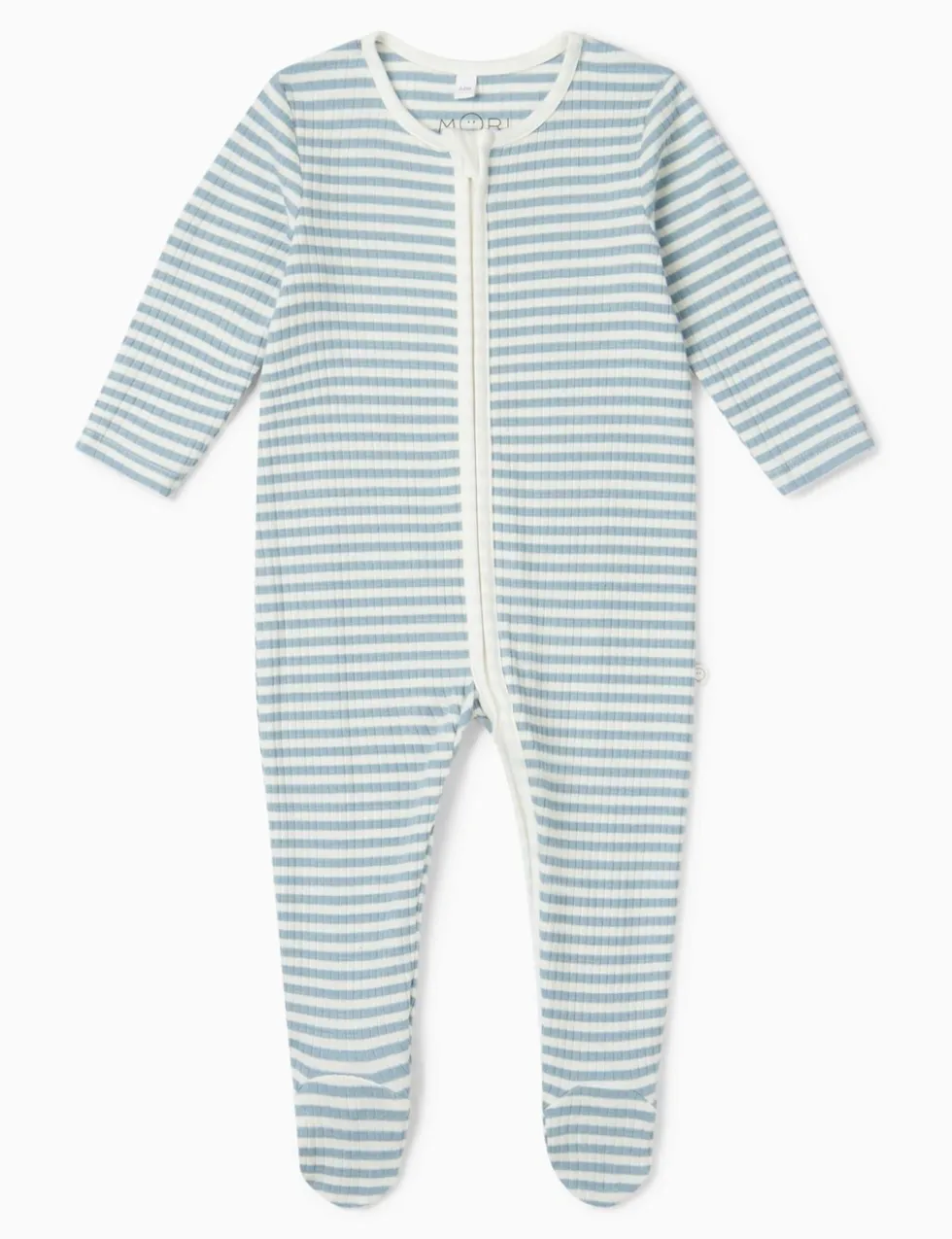 Striped Ribbed Sleepsuit with Cotton