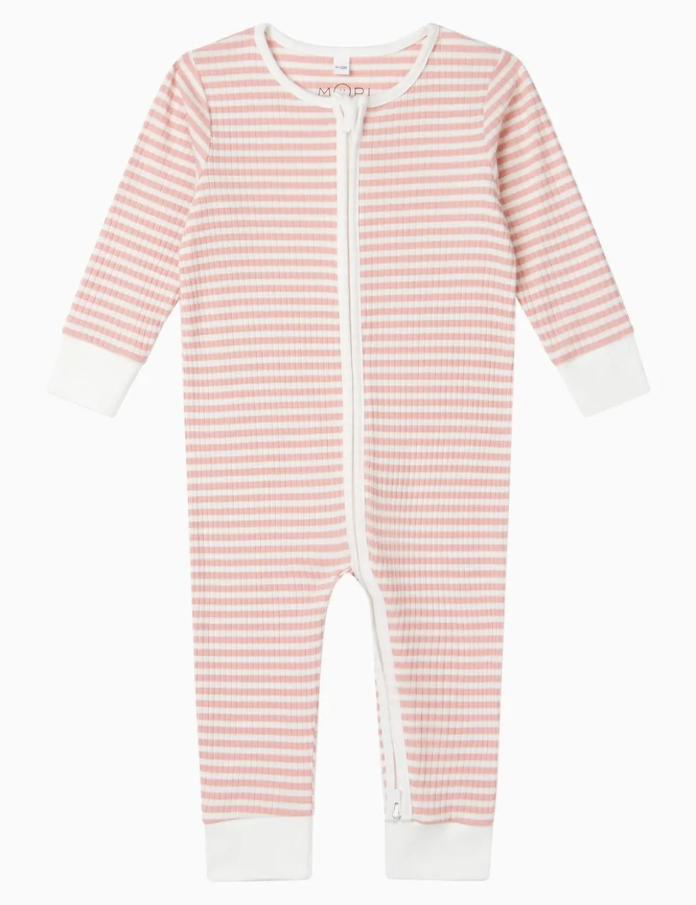 Striped Ribbed Zip Sleepsuit with Cotton (7lbs-24 Mths)