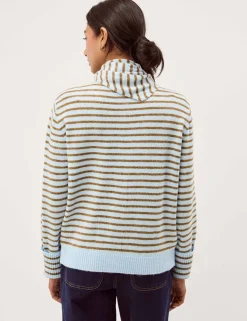 Striped Scarf Button Front Cardigan