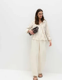 Striped Scarf Neck Detail Shirt
