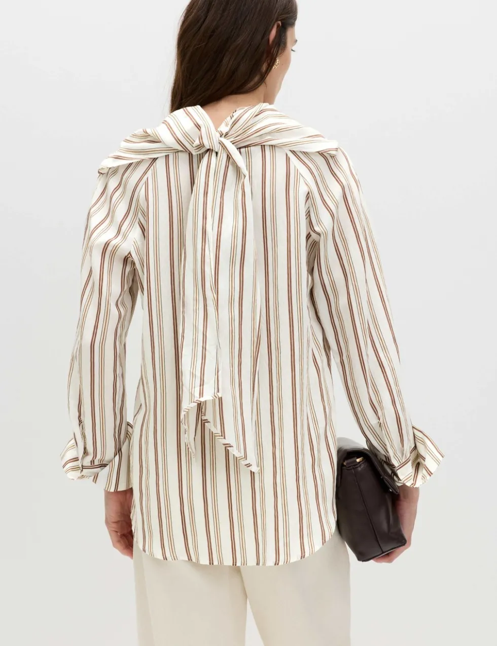 Striped Scarf Neck Detail Shirt