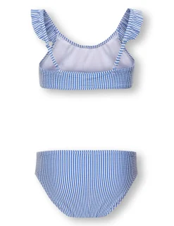 Striped Seersucker Frill Shoulder Bikini (7-14 Yrs)