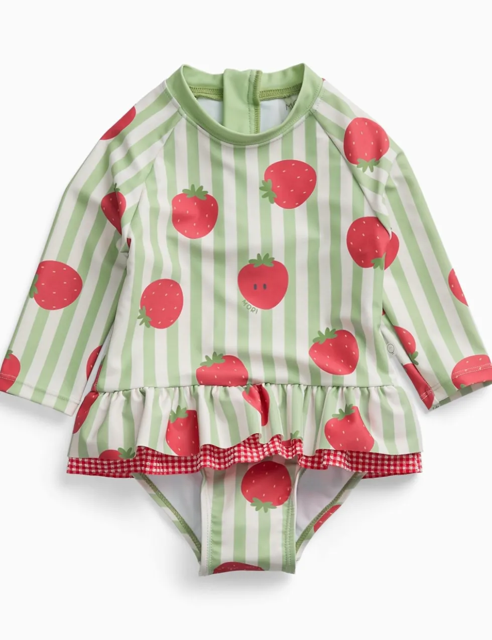 Striped Strawberry Frill Long Sleeve Swimsuit (3 Mths-5 Yrs)