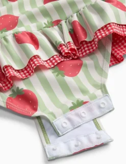 Striped Strawberry Frill Long Sleeve Swimsuit (3 Mths-5 Yrs)